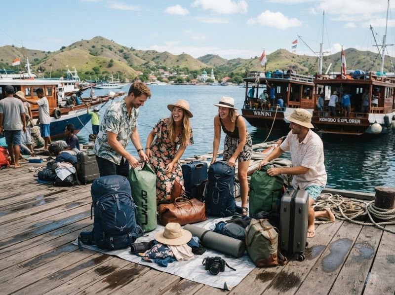 Preparing luggage before sailing from Labuan Bajo