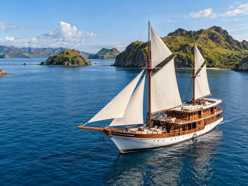 phinisi liveaboard during a Komodo National Park sailing trip