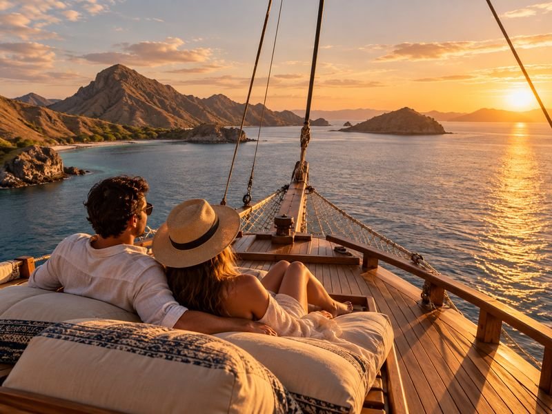 private Komodo sailing at sunset